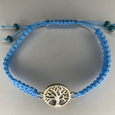Blue macramé bracelet