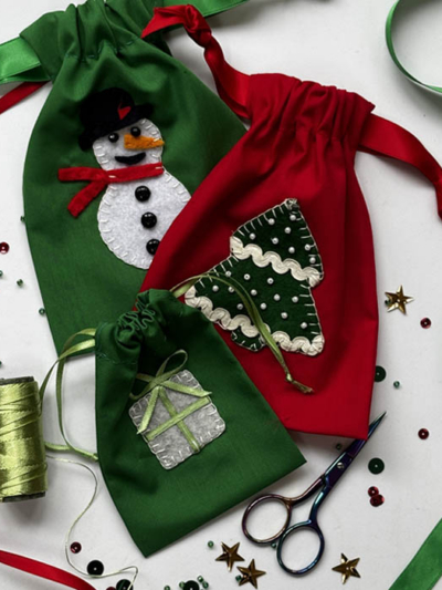 Christmas gift bags and decorations