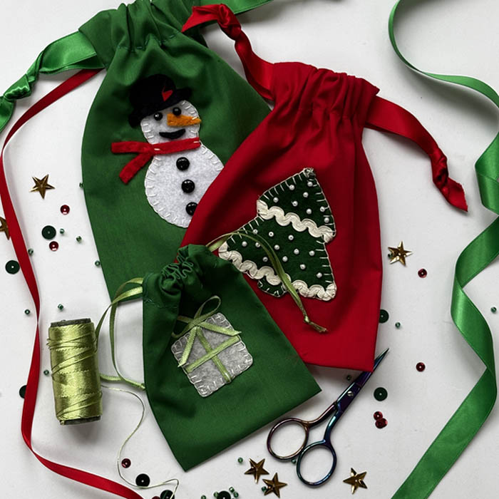 Christmas gift bags and decorations