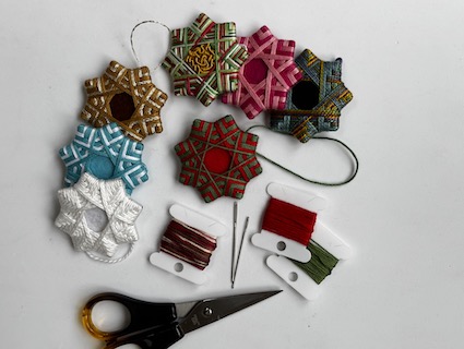Wrapped star decorations