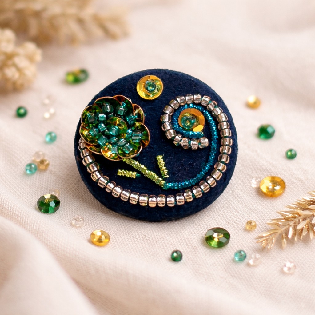 hand embroidered brooch