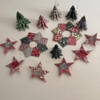 origami stars, trees and wreaths