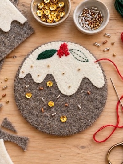 Embroidered Christmas pudding